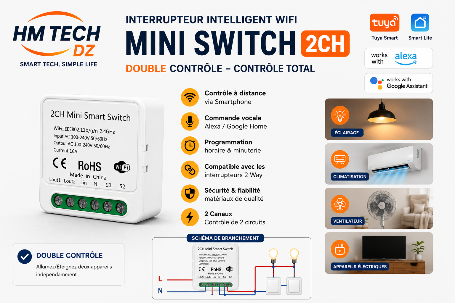 Mini Switch WiFi 2 Gang